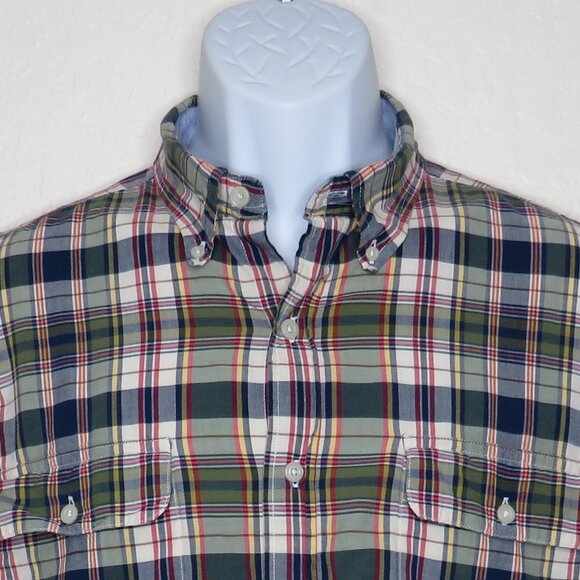 American Living* Men's‎ Short Sleeve Button Down Curved Hem Pocket Shirt~ Large - Picture 9 of 10